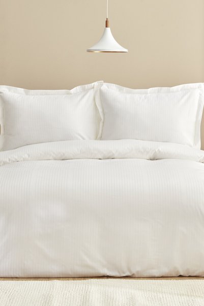 Uniq 100% Cotton Double Satin Duvet Cover Set White