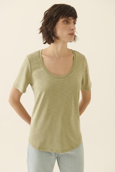 Billys Regular Fit U Neck Standard Size Light Khaki Color Women's T-Shirt