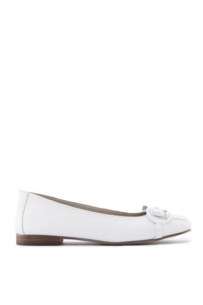 Genuine Leather Ballerinas & Flat Shoes White - Bıbılou