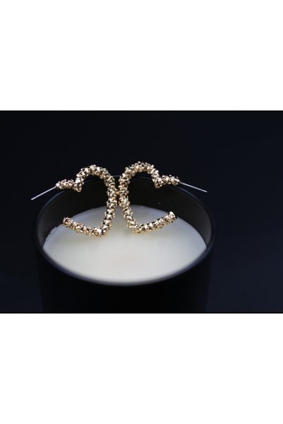 Women's Gold Straw Heart Earrings