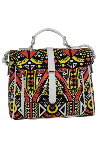 Yellow Striped White Women's Bag 843