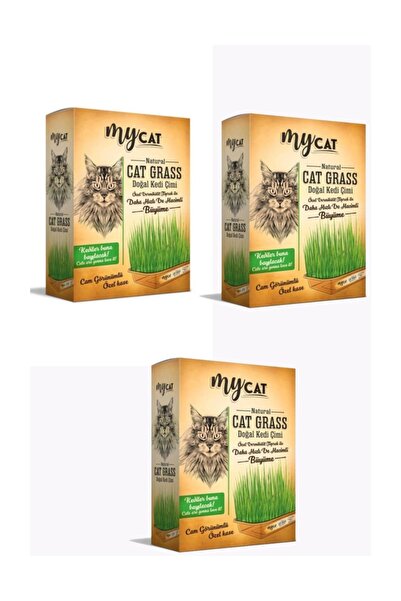 Mycat природна трева за мачки, комплет од 3