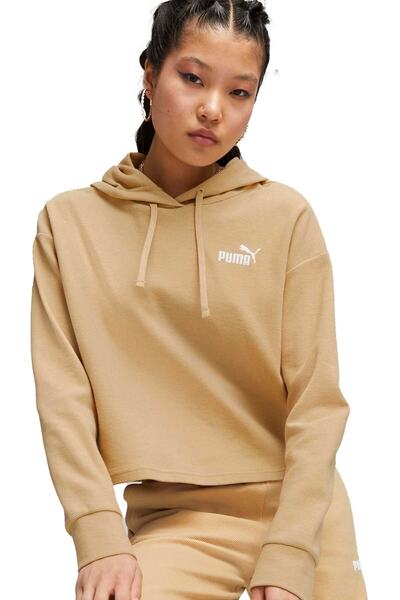 ESS ELEVATED Cropped Hood Beige Women's Sweatshirt