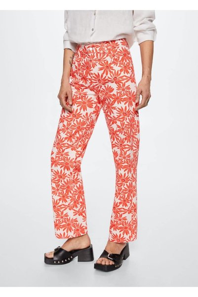 Patterned Straight Cut Jeans
