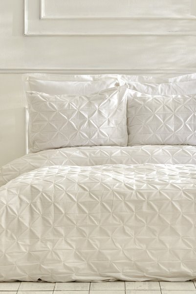 Castello 100% Cotton Single Duvet Cover Set with Button Closure White