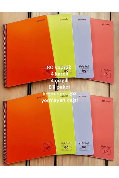 8 PCS A4 80 Sheets 4 PCS RULED 4 PCS CHECKED Ring Binder Notebook Plastic Cover Eye-Free Cream Color