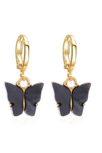 Women's Black Butterfly Earrings