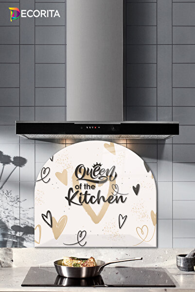 Стаклена заштита за задниот дел на шпоретот | овален облик | Queen Of The Kitchen - крем | 52cm X 60cm