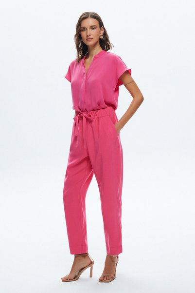Eyelet Trousers with Slit Legs