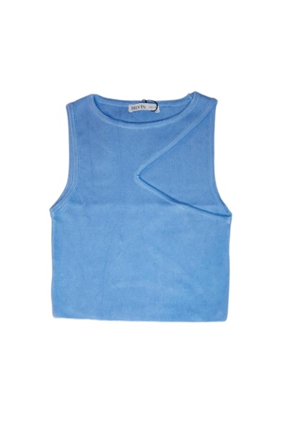10173 Low-cut Collar Knitwear Crop