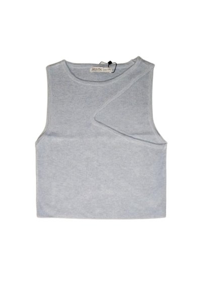 10173 Low-cut Collar Knitwear Crop