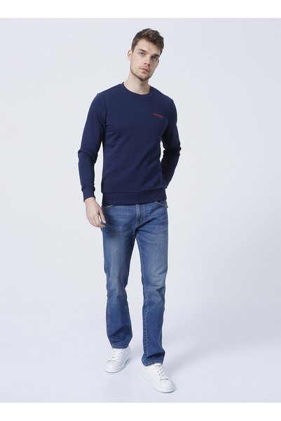 Regular Waist Straight Men's Denim Pants