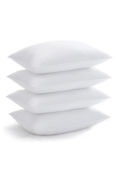 Cotton Silicone Pillow 4 Pieces White 50X70 Plain Plain Fiber Hotel Washable Antibacterial Soft