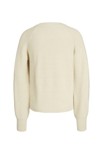 Women's - Crew Neck Comfortable Off-White Sweater, Jxtilde Crew Neck Knit