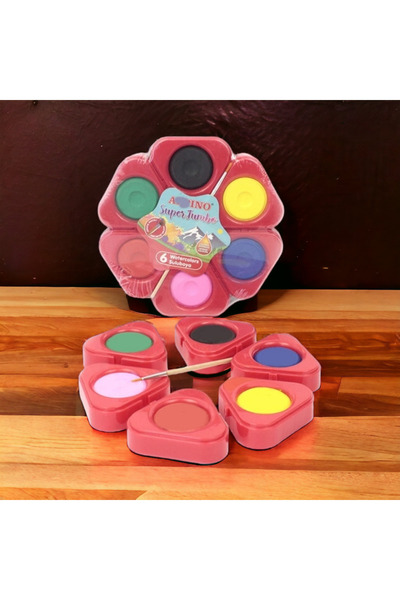 Tablet Watercolor 6 Colors Jumbo Brush Gift 4.5 cm Diameter Paints with Campaign
