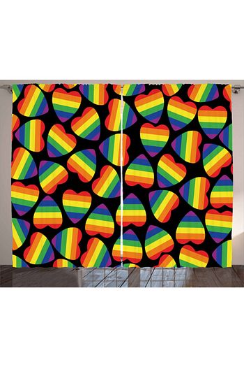 Orange Venue Lgbt Perde Rengarenk Cizgili Kalp Trendyol