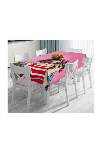 realhomes pembe zeminli popart desenli dekoratif leke tutmaz masa ortusu 140 x 180 cm fiyati yorumlari trendyol