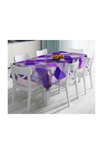 Realhomes Mor Renkli Ogea Desenli Ozel Tasarim Dekoratif Leke Tutmaz Masa Ortusu 140 X 180 Cm Trendyol