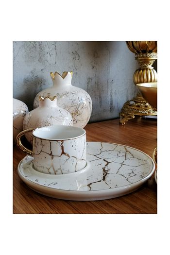 Decovien Deco Vien Yuvarlak Sunum Tabakli 6 Kisilik Kahve Fincan Seti Trendyol
