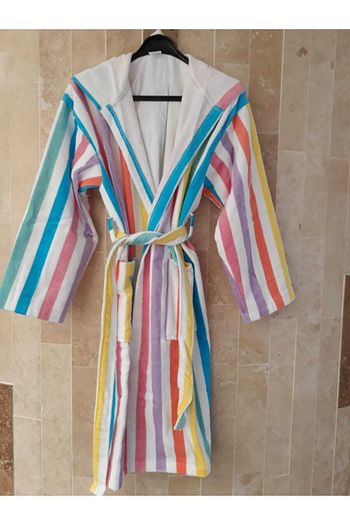 Pestemal Home Cizgili Cok Renkli Bornoz Trendyol