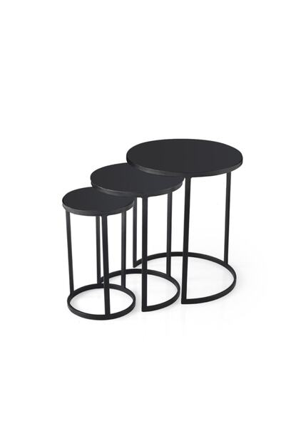 Nep Aras Metal Yuvarak Zigon Sehpa 987 Siyah Fume Ayna Trendyol