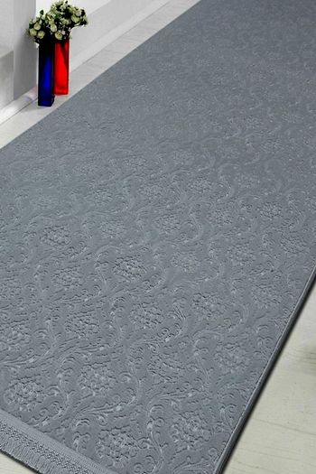 Sarar Damask Gri 200x400 Cm Yuksek Kalite Kaymaz Taban Sacakli Hali Trendyol