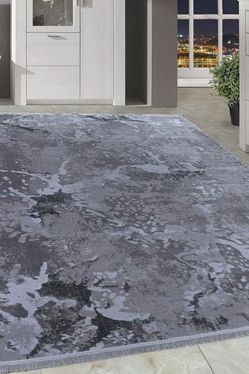 Carpettex Desenli Akrilik Hali Kaliteli Mermer Desenli Gri Renk Taramali 100x300 Cm Trendyol