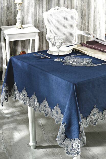 nazik home fiore dertsiz 160cmx260cm masa ortusu lacivert renk trendyol