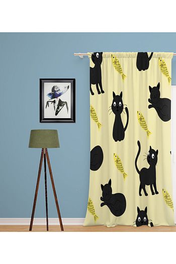 Casberghome Siyah Ugurlu Kedi Cocuk Odasi Fon Perdesi 140x240 Cm Trendyol