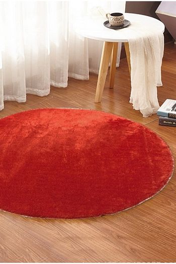 Ahsen Hali Kirmizi Yuvarlak Duz Renk Kaydirmaz Jel Taban Hali 100x100 Cm Trendyol