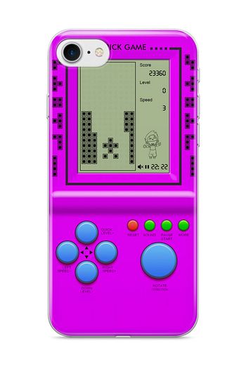 apple iphone 7 telefon kilifi mor tetris tasarimli