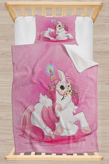 osso hali pembe atli unicorn desenli yatak ortusu tek kisilik cocuk pike takimi fiyati yorumlari trendyol