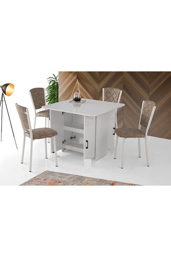 sivas gozde mobilya izmir katlanir dolapli masa 4 sandalye 80x90cm beyaz fiyati yorumlari trendyol