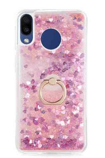 huawei p20 lite kilif sulu simli yuzuklu silikon kilif pembe