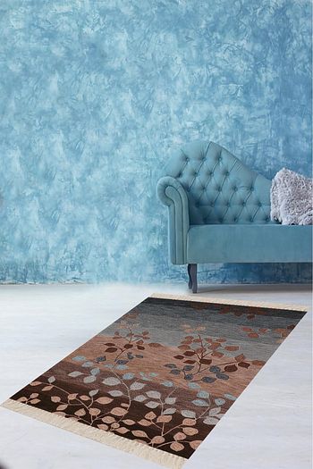 Meg Cloud Kahverengi Yaprak Desenli Sonbahar Renkleri Dijital Baski Yikanabilir Modern Salon Halisi 80x200 Cm Trendyol