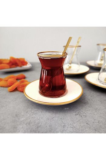 Boss Porselen Boss 18 Parca Altin Kaplama Kasikli Cay Seti Trendyol