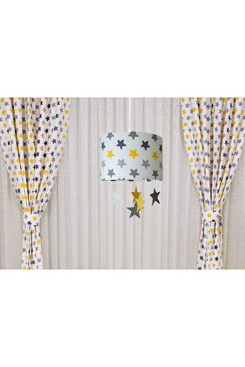 Atolye Lamp Design Cocuk Odasi Bebek Odasi Gri Sari Yildizli Tekli Avize Fon Perde Takimi Trendyol