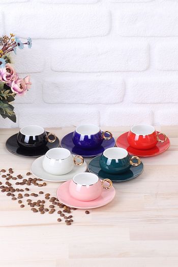 Incili Home Arow Oval Renkli Porselen 6 Li Kahve Fincan Takimi Trendyol