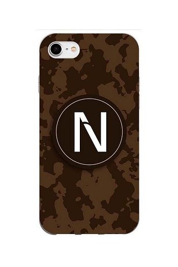 n harfli iphone 7 kahve kamuflaj telefon kilifi