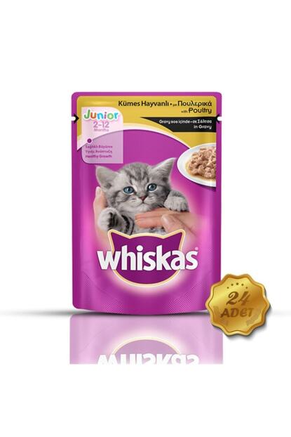 whiskas pouch yavru kumes hayvanli yas kedi mamasi 100 gr x 24 adet fiyati yorumlari trendyol
