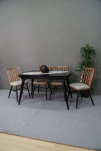Mse Mobilya Siyah Bastan Acilir Mermer Masa Takimi 80x130 Trendyol