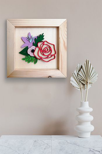 cocuk odasi cerceveli 3d ahsap tablo gul cam 20x20