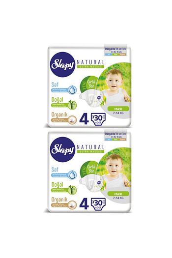 Sleepy Naturel Bebek Bezi Maxi 4 Numara Beden 7 14 Kg 30 Lu 2 Paket Trendyol