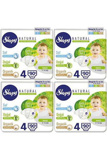 Sleepy Naturel Bebek Bezi 3 Lu Jumbo 4 Numara Beden 7 14 Kg 90 Li 4 Paket Trendyol