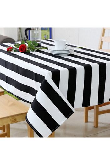 Zeren Home Siyah Kalin Cizgili Dertsiz Masa Ortusu 140 X 200 Cm Trendyol