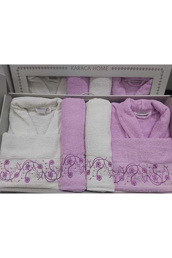 Karaca Home Unisex Lila Beyaz Vivid Flos 6 Parca Bornoz Takimi Trendyol