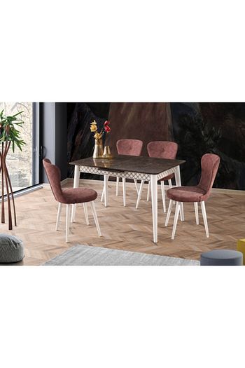 Lider Beyaz Ahsap Venus Mdf Kuvars Motif Masa 80x120 Trendyol