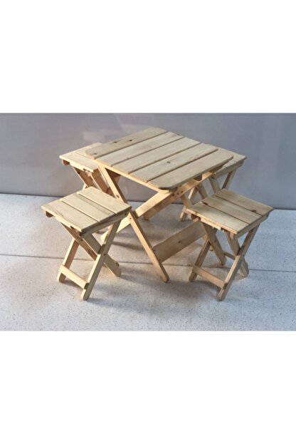 Teknik Ahsap Portatif Acilir Kapanir Masa Ve 4 Tabure Trendyol