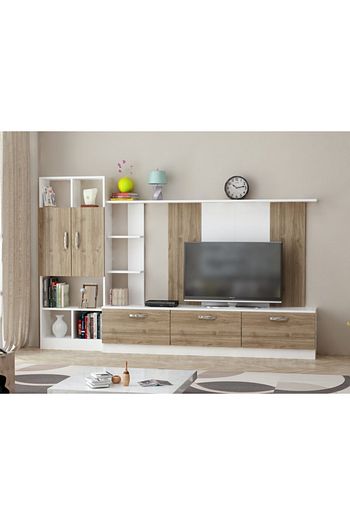 arnetti loud tv unitesi yasam odasi salon ve oturma odasi tv sehpasi beyaz ceviz fiyati yorumlari trendyol