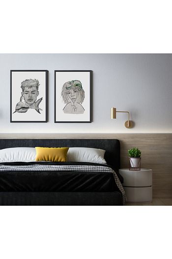Nimbus Styles Bukalemun Ve Kopek Baligi Tablo 2 Li Tablo Seti 20x30cm Trendyol